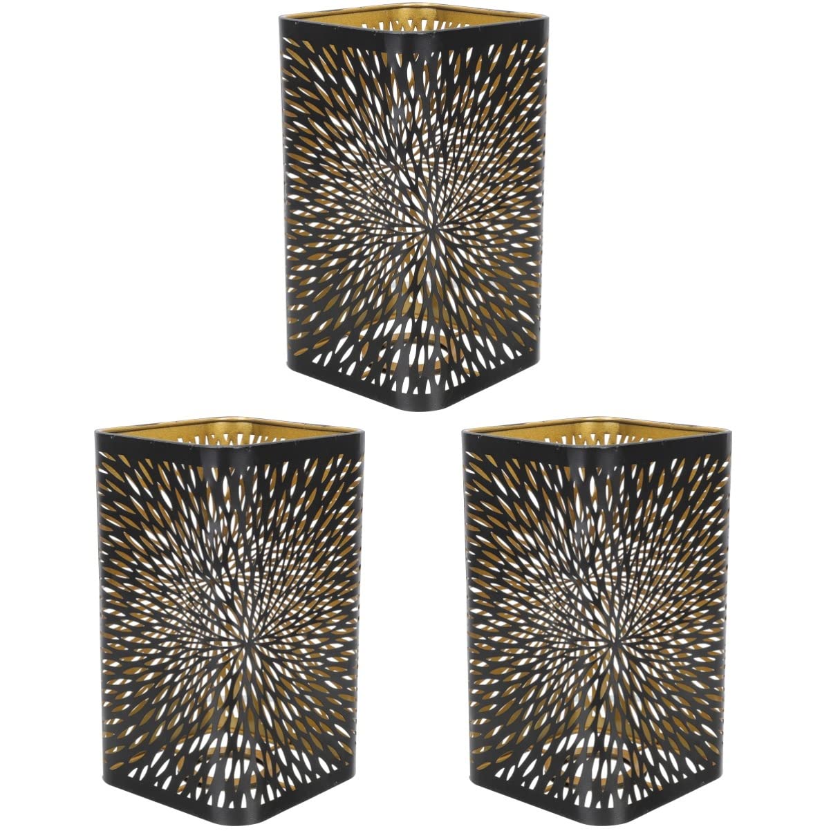 Uonlytech 3-Pack Metal Lampshade Set - Hollow Barrel Table Lamp Cover, Wall Light Shade with Carved Design for Home Decor - Perfect for Living Room, Bedroom & Office Lighting