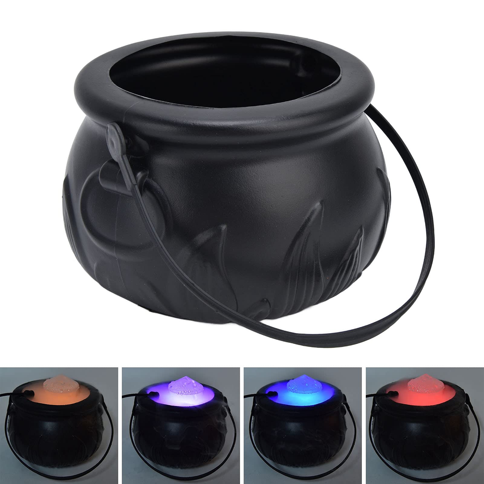 Halloween Witch Cauldron with LED Lights & Mist Maker - Black Magic Pot with Colorful Lighting for Spooky Fog Effects | Perfect for Halloween Decorations, Witch-Themed Parties & Haunted House Props