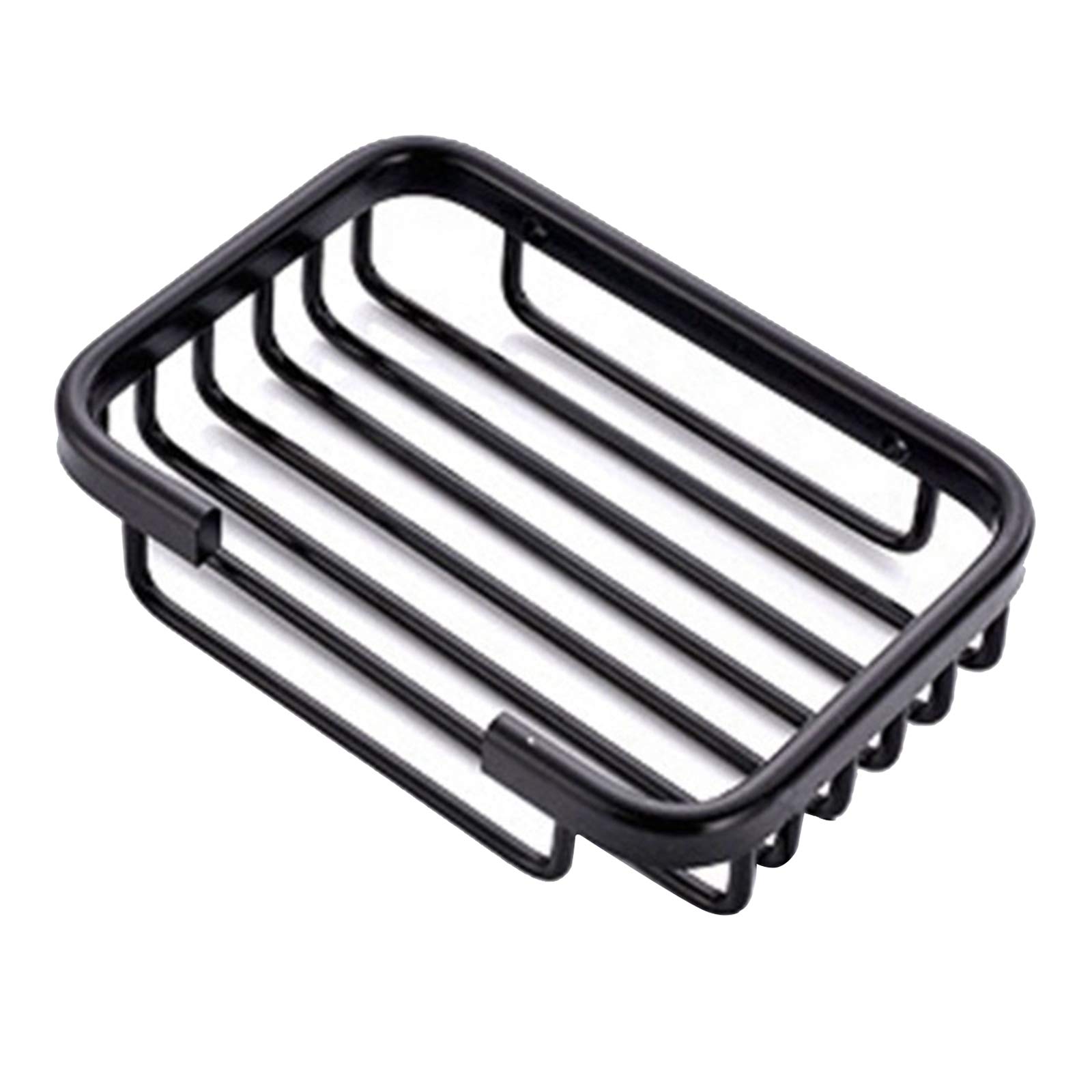 Fenteer No-Drill Aluminum Soap Holder - Wall Mounted Bathroom Soap Tray for Showers & Sinks, Rustproof & Easy Installation, Black - Perfect for Small Spaces & Modern Bathrooms
