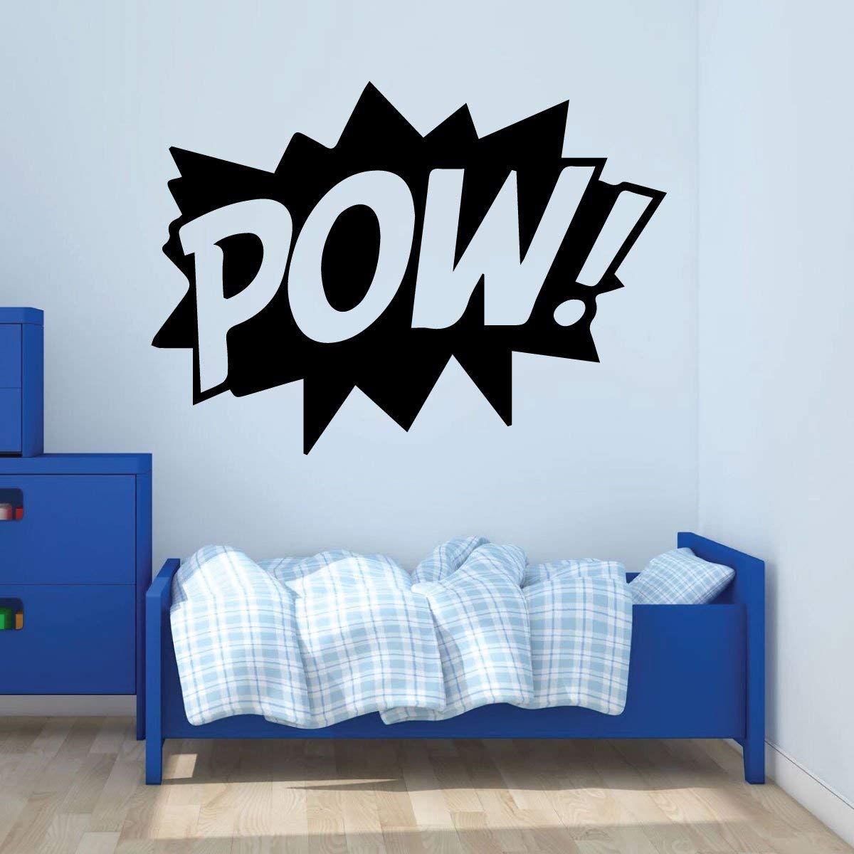 Super Hero Wall Decal Stickers - POW! Vinyl Decoration for Boys Bedroom, Playroom & Nursery - Perfect for Superhero Themed Kids Room Decor & Birthday Party Backdrop
