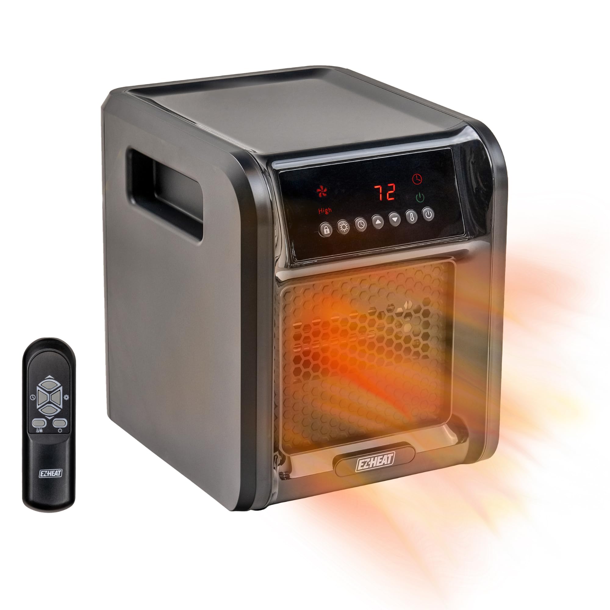 Digital 6-Element Quartz Infrared Cabinet Space Heater with Remote Control - 12-Hour Timer, Digital Display, Overheat & Tip-Over Protection - Perfect for Home, Office & Garage Heating (Model MT1198N)