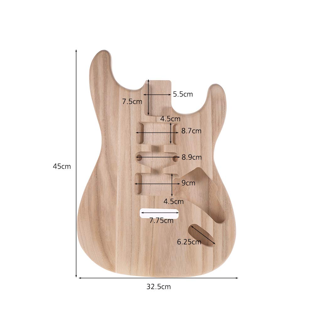 Btuty ST01-TM Unfinished Handcrafted Candlenut Wood Electric Guitar Body Replacement Part - Perfect for DIY Guitar Building & Custom Instrument Projects