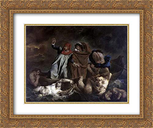 Eugene Delacroix Dante and Virgil in Hell 18x15 Gold Ornate Framed Museum Art Print - Classic Wall Decor for Living Room, Study & Office