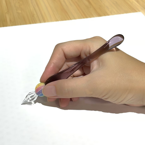 Japanese Glass Dip Pen - Rainbow Ball & Light Purple Colors - Perfect Calligraphy & Handwriting Tool - Ideal Gift for Writers, Artists & Stationery Lovers - Great for Journaling, Letter Writing & Creative Projects