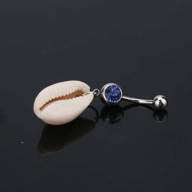 14G Seashell Dangle Navel Belly Ring Piercing Jewelry - Ocean Wave Design for Women | Perfect for Beach Parties, Summer Fashion & Body Piercing Enthusiasts | XBC76