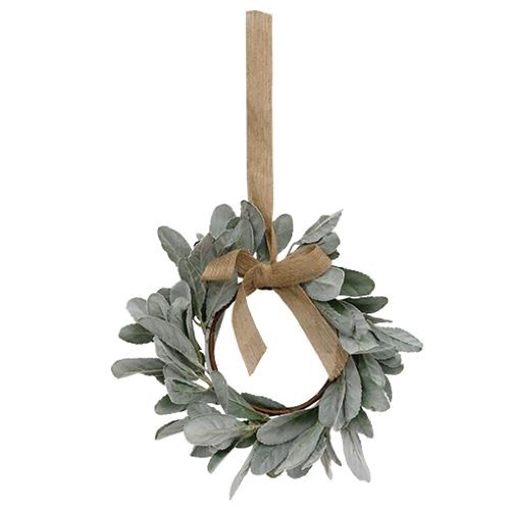 Frosted Lamb's Ear Wreath with Burlap Bow Hanger - Rustic Farmhouse Decor for Front Door, Wall, or Wedding