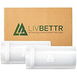Premium Vacuum Sealer Bags for Food Storage - 2 Rolls (50ft x 11in Each, 100ft Total) | BPA-Free Food Grade Vacuum Seal Bags | Compatible with FoodSaver & Most Vacuum Sealers | Includes 10 Pre-Cut Bags Bonus | Perfect for Meal Prep, Sous Vide, Freezing Meat & Long-Term Food Preservation