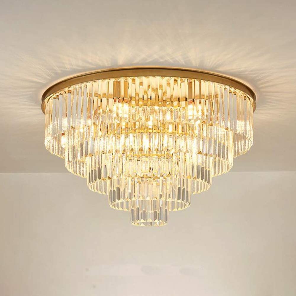 31.5'' Modern Gold Crystal Chandelier - 5-Tier Adjustable Height Pendant Light with 13 Lights for Dining Room, Living Room & Entryway | Elegant Ceiling Lighting for Home Decor, Weddings & Luxury Interiors