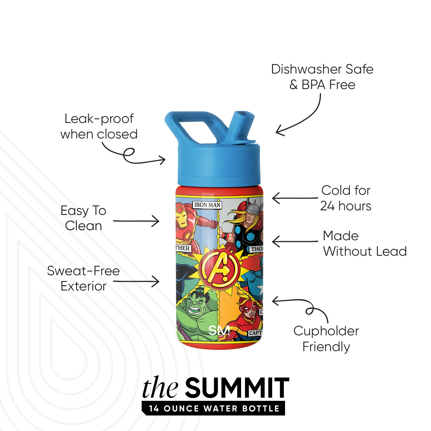 Summit Kids Water Bottle with Straw Lid - BPA Free, Leak Proof, Insulated Stainless Steel Bottle for School, Sports & Outdoor Activities