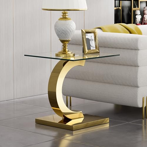 Gold End Table - C Shape Base