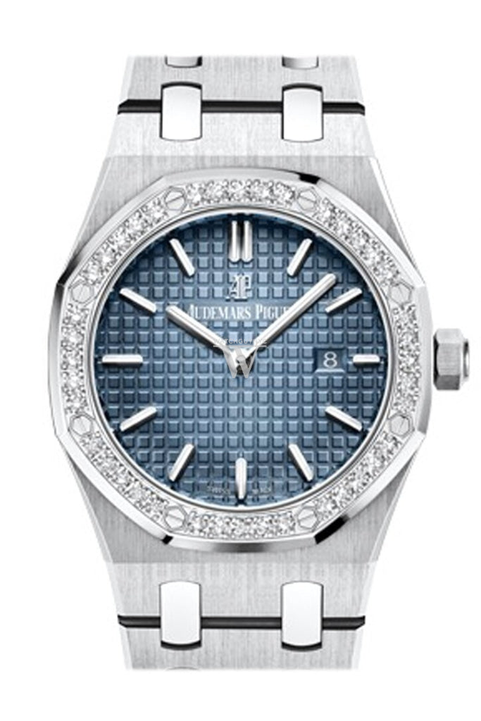 Audemars Piguet Royal Oak Lady 33mm Watch - Smoked Blue Diamond Dial, White Steel Bracelet Ref.67651IP.ZZ.1261IP.01 | Luxury Women's Watch for Business, Gala & Special Occasions