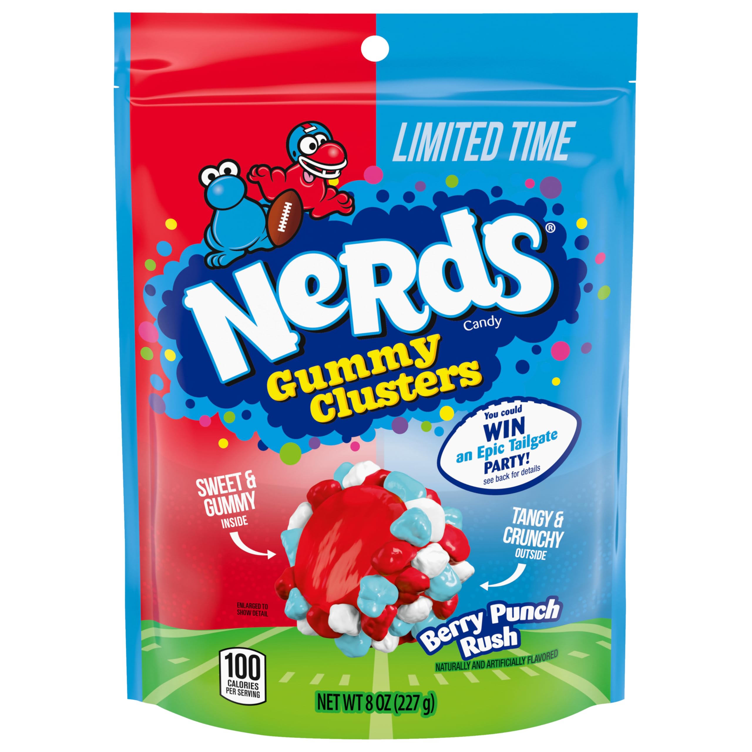 NERDS Gummy Clusters Candy - Berry Punch Flavor, Crunchy & Chewy Candy (8 oz) | Perfect for Game Day Snacks, Football Parties & Movie Night Treats