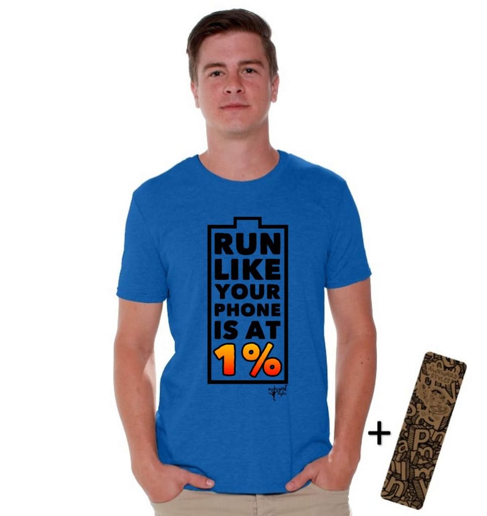 Run Like Your Phone is at 1% Funny Battery T-Shirt - Trendy Slogan Tee for Men & Women - Perfect Gift for Tech Lovers & Bookworms - Gym, Workout, Casual Wear