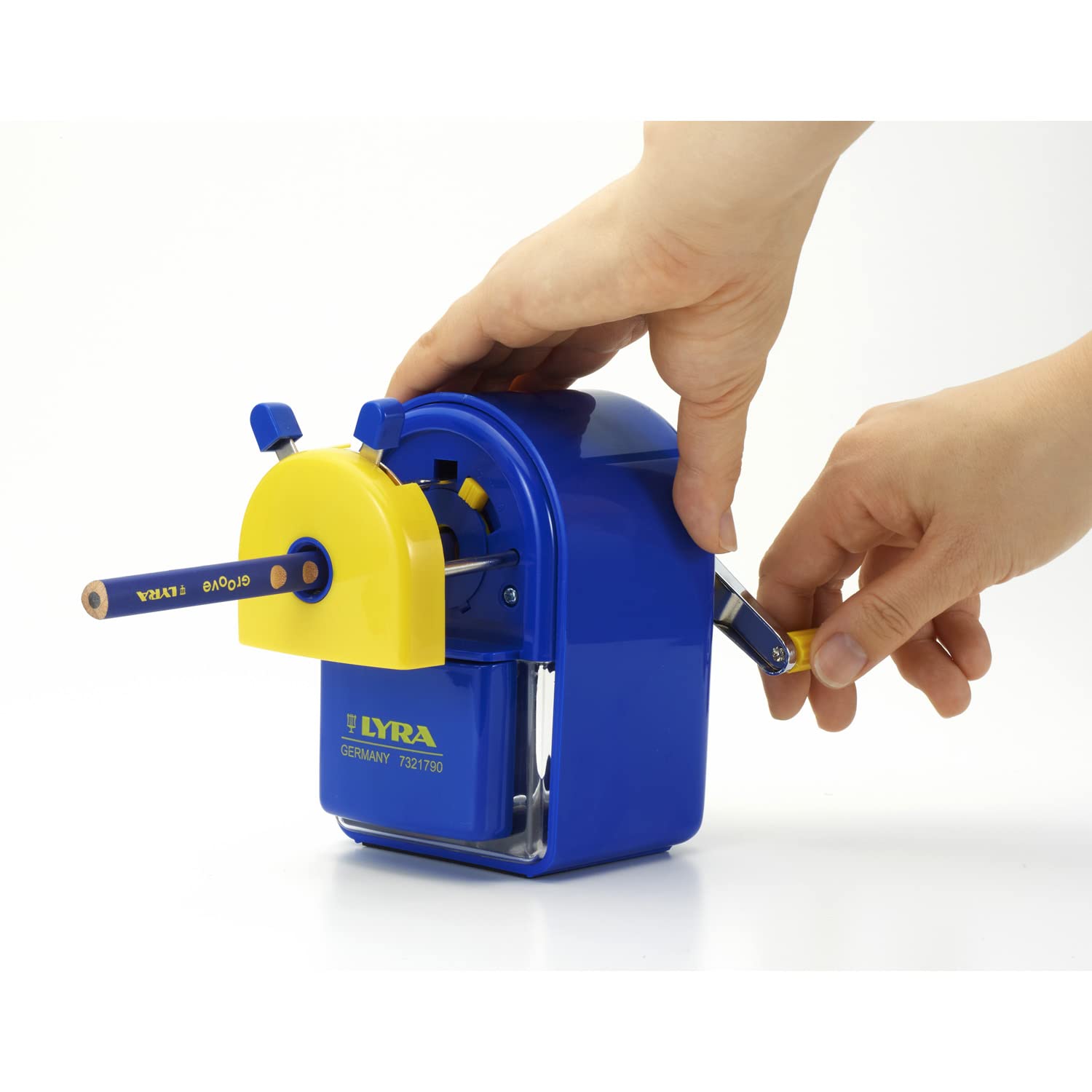 LYRA Plastic Desk Sharpener with Tank - Heavy Duty Pencil Sharpener for School, Office & Home Use - Perfect for Students, Teachers & Professionals