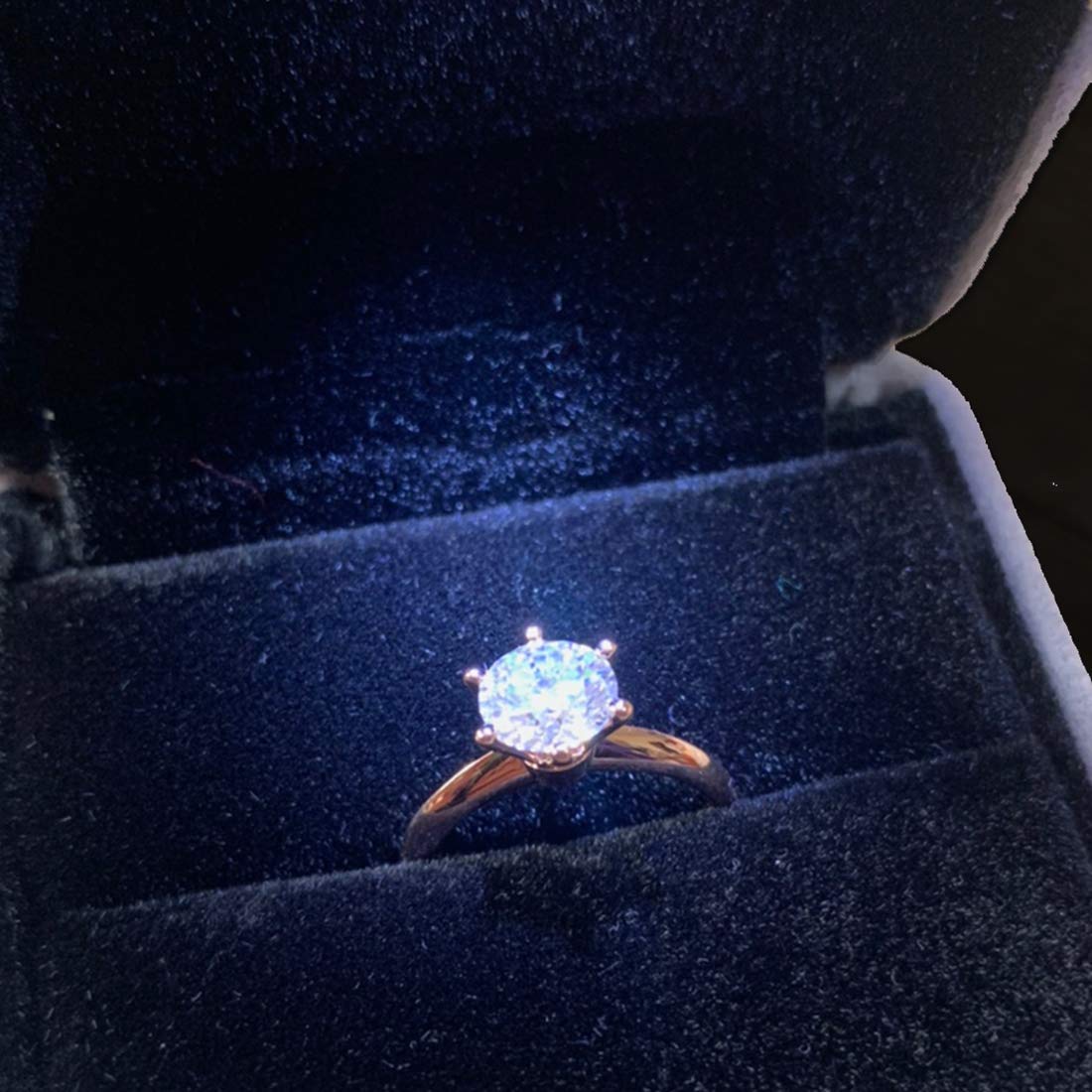 GBYAN Velvet Ring Box with LED Light - Premium Jewelry Display Gift Box for Proposal, Engagement & Wedding - Perfect for Romantic Surprises & Special Occasions