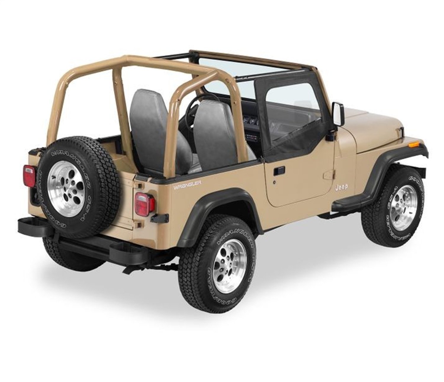 Bestop 53120-15 Black Denim Fabric Replacement Upper Door Skin Set for Jeep Wrangler YJ (1988-1995) - Durable & Weatherproof for Off-Roading & Outdoor Adventures