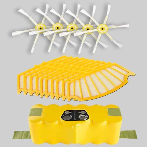 iRobot Roomba 610 & 500 Series Vacuum Cleaner Accessory Kit - Includes 1 Battery, 10 Side Brushes & Filters - Perfect for Home Cleaning & Maintenance