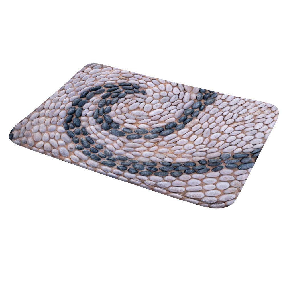 Non-Slip Bath Rug - Absorbent Microfiber Velvet Bath Mat with Old Cobblestone Pattern, Soft Shower & Bathroom Floor Carpet, 24