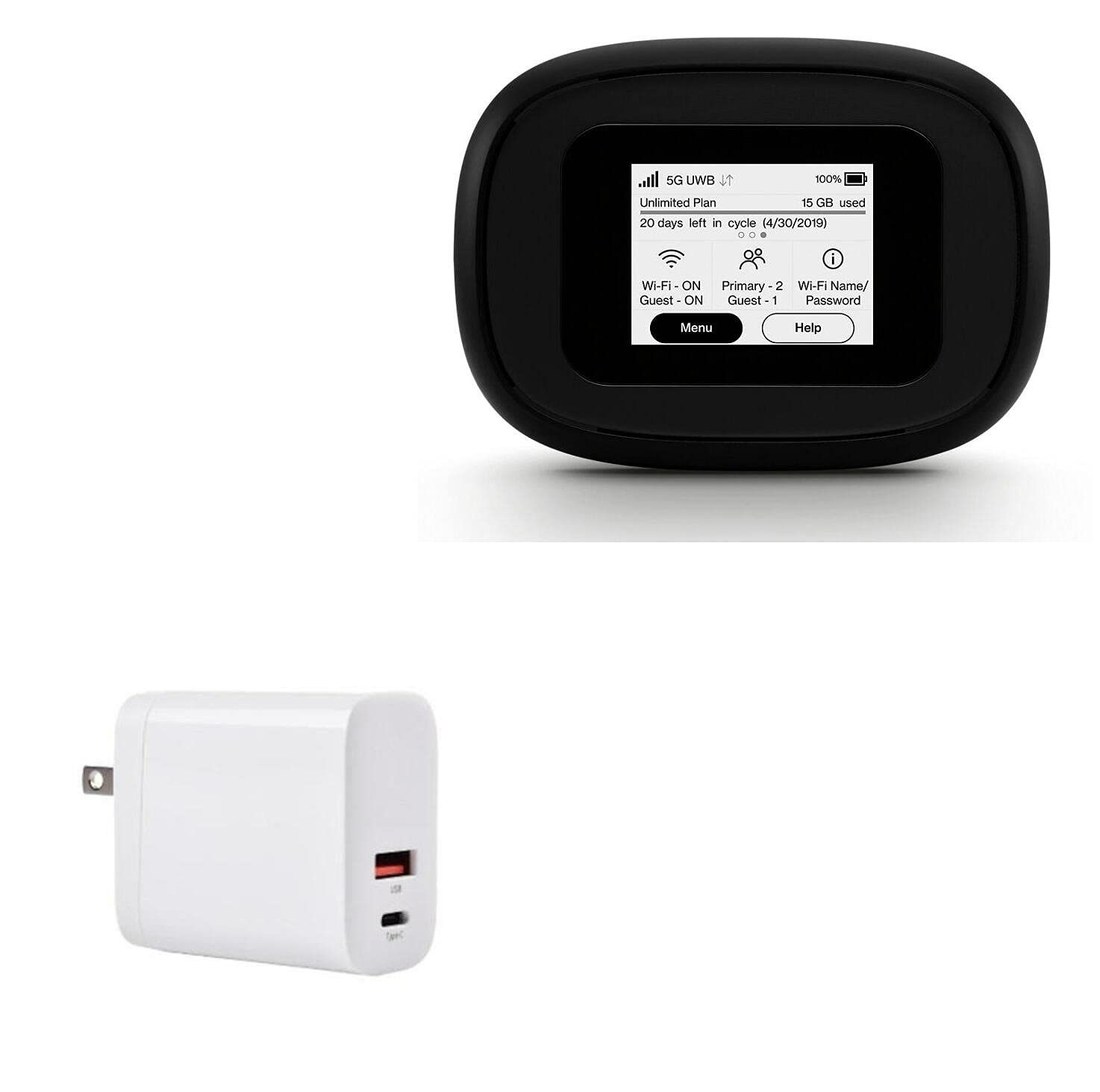 BoxWave 30W PD GaN Wall Charger for Verizon 5G MiFi M1000 Mobile Hotspot - Fast Dual Port USB-C & USB-A Charger (Winter White) - Perfect for Travel, Office & Home Use