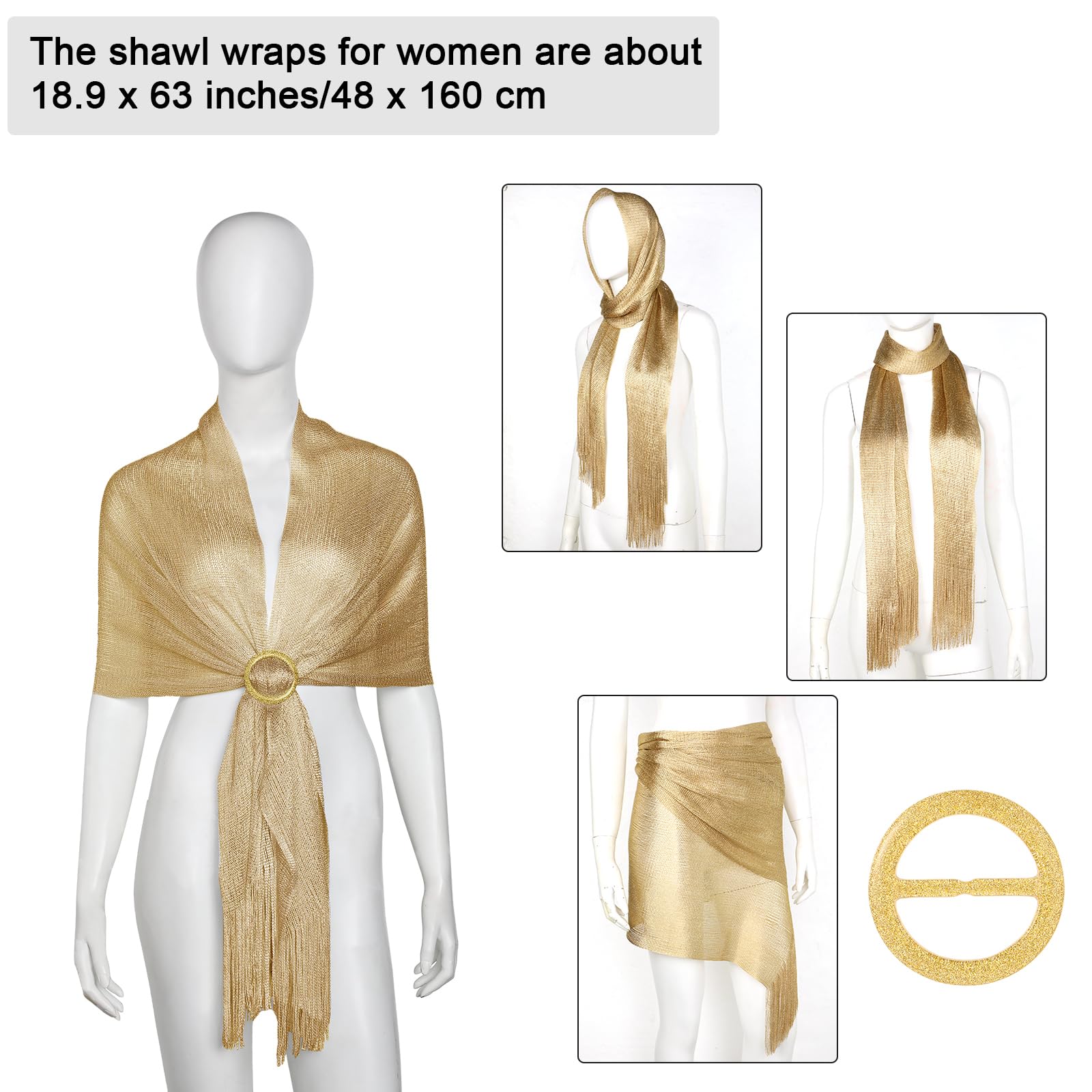 Hicarer 5-Piece Women's Accessory Set - Elegant Shawls, Wraps, Evening Clutch Bag & Rhinestone Jewelry for Weddings, Parties & Special Occasions