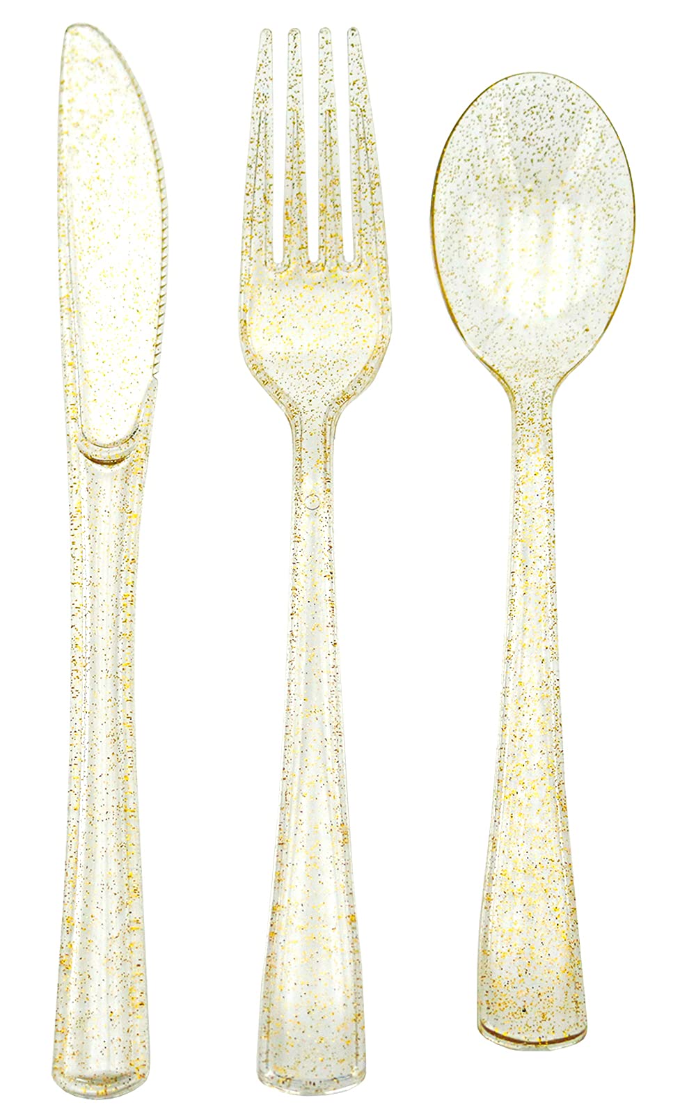 180-Piece Gold Plastic Silverware Set - Disposable Glitter Gold Cutlery (60 Forks, 60 Spoons, 60 Knives) - Elegant Party Utensils for Christmas, Weddings, Birthdays & Special Events