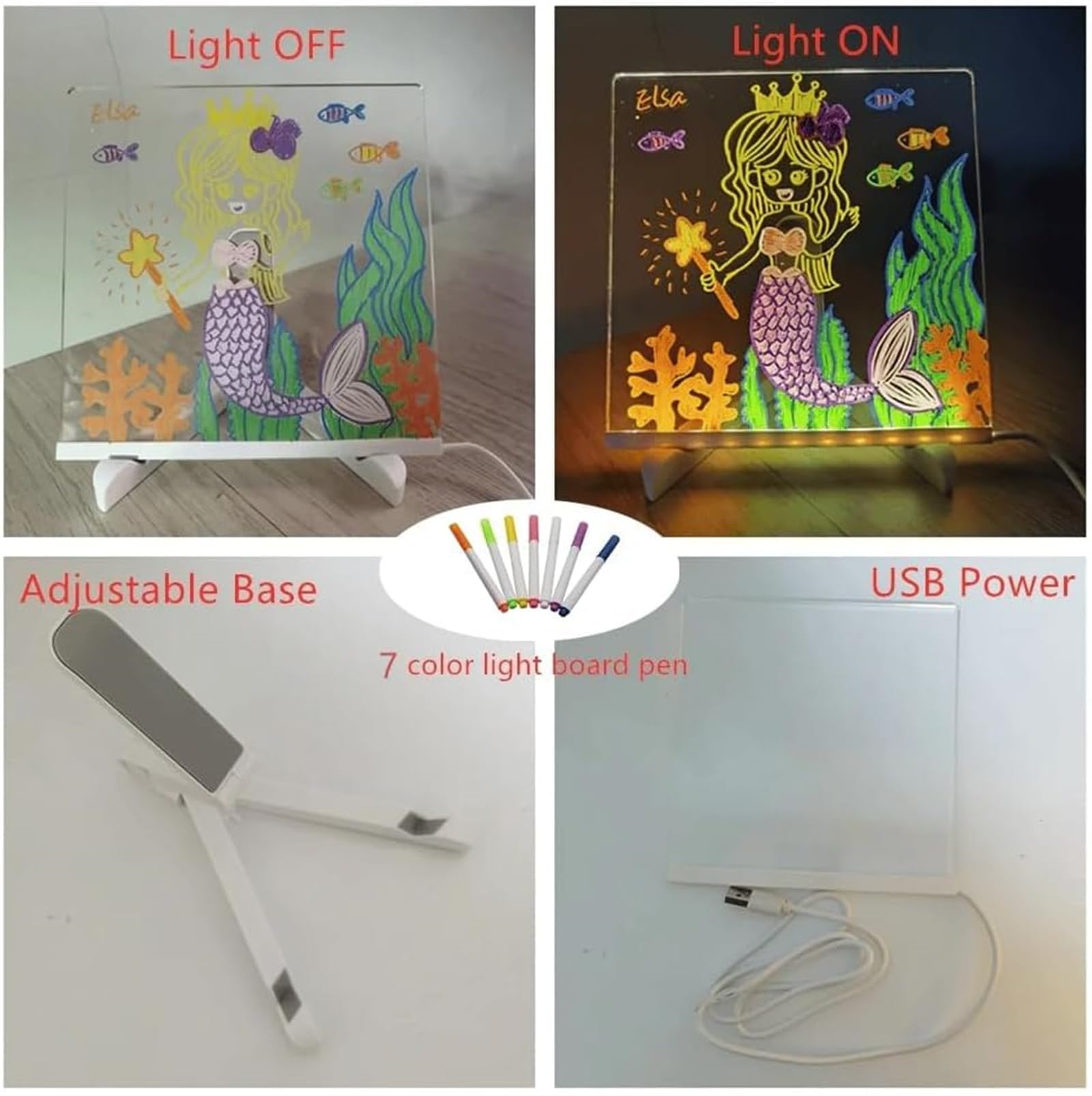 Turbo Breeze LED Light-Up Drawing Board - 30x20cm Erasable Writing & Sketching Pad for Kids & Adults with Night Light - Perfect for Home, Office, Travel & Creative Play