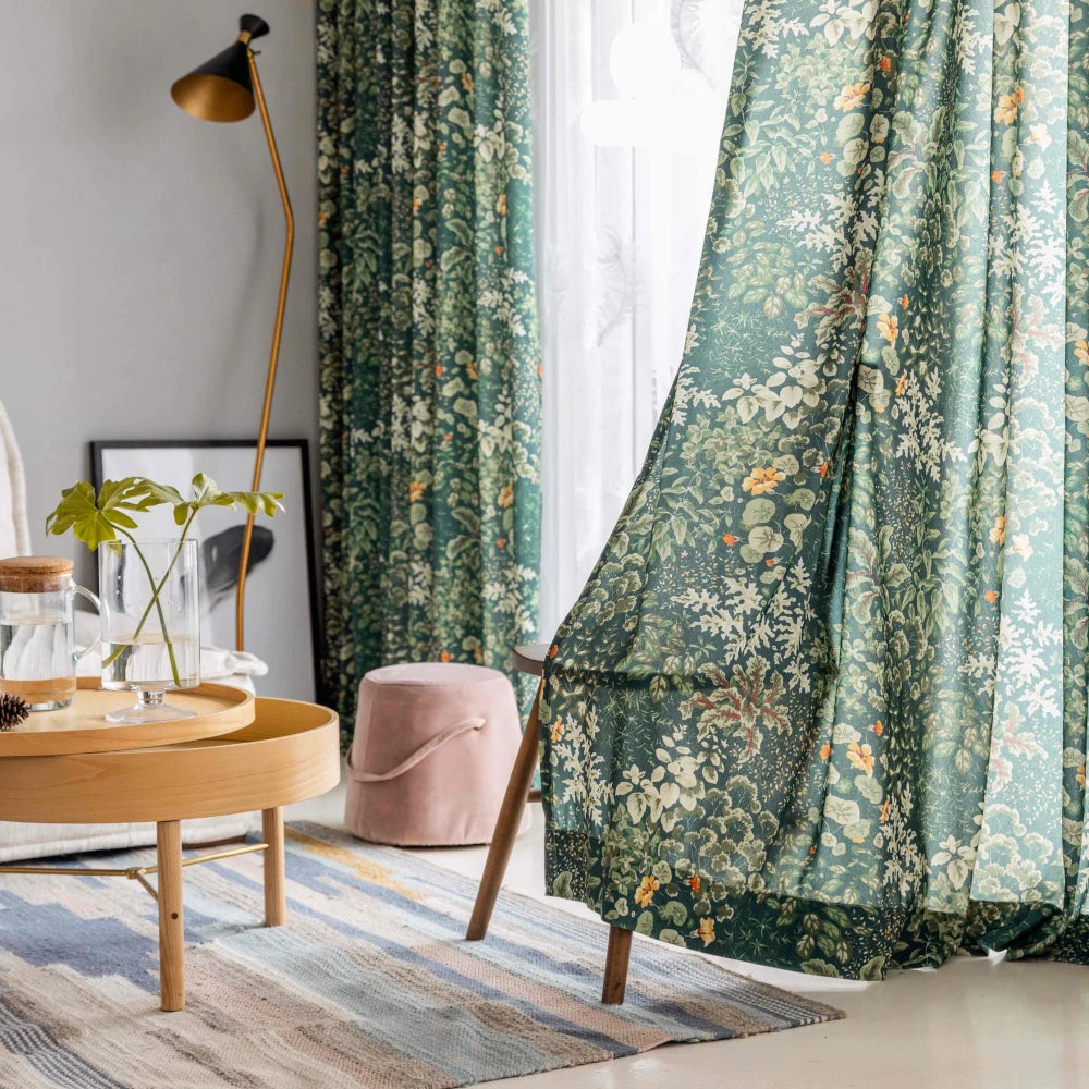 Lana Countryside Botanical Blackout Curtains - Custom Room Darkening Window Drapes for Bedroom & Living Room | Nature-Inspired Home Decor