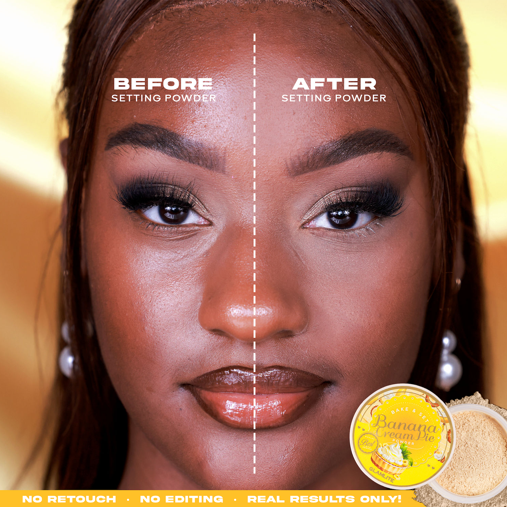 Banana Cream Pie Bake & Set Powder - Long-Lasting Matte Finish for Flawless Baking & Setting - Perfect for Makeup Artists, Bridal & Everyday Use