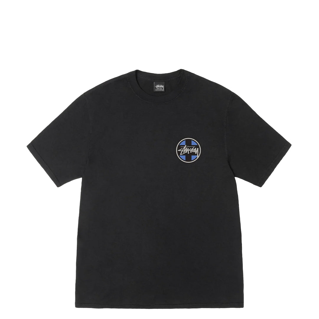 Cross Dot Tee Pigment Dyed Black - Stylish Vintage-Inspired T-Shirt for Men & Women | Casual Streetwear, Layering Essential, Everyday Comfort