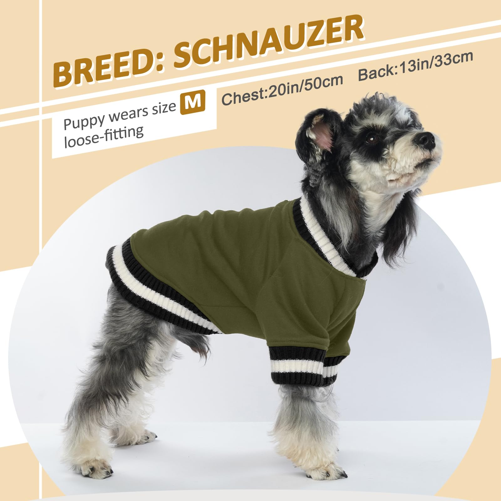 FUAMEY Warm Dog Pullover Sweatshirt - Fleece Winter Sweater for Small & Medium Dogs | Soft Pet Clothes for Puppies | Cute Green Outfit for Doggie Boys & Girls | Perfect for Cold Weather Walks & Indoor Coziness