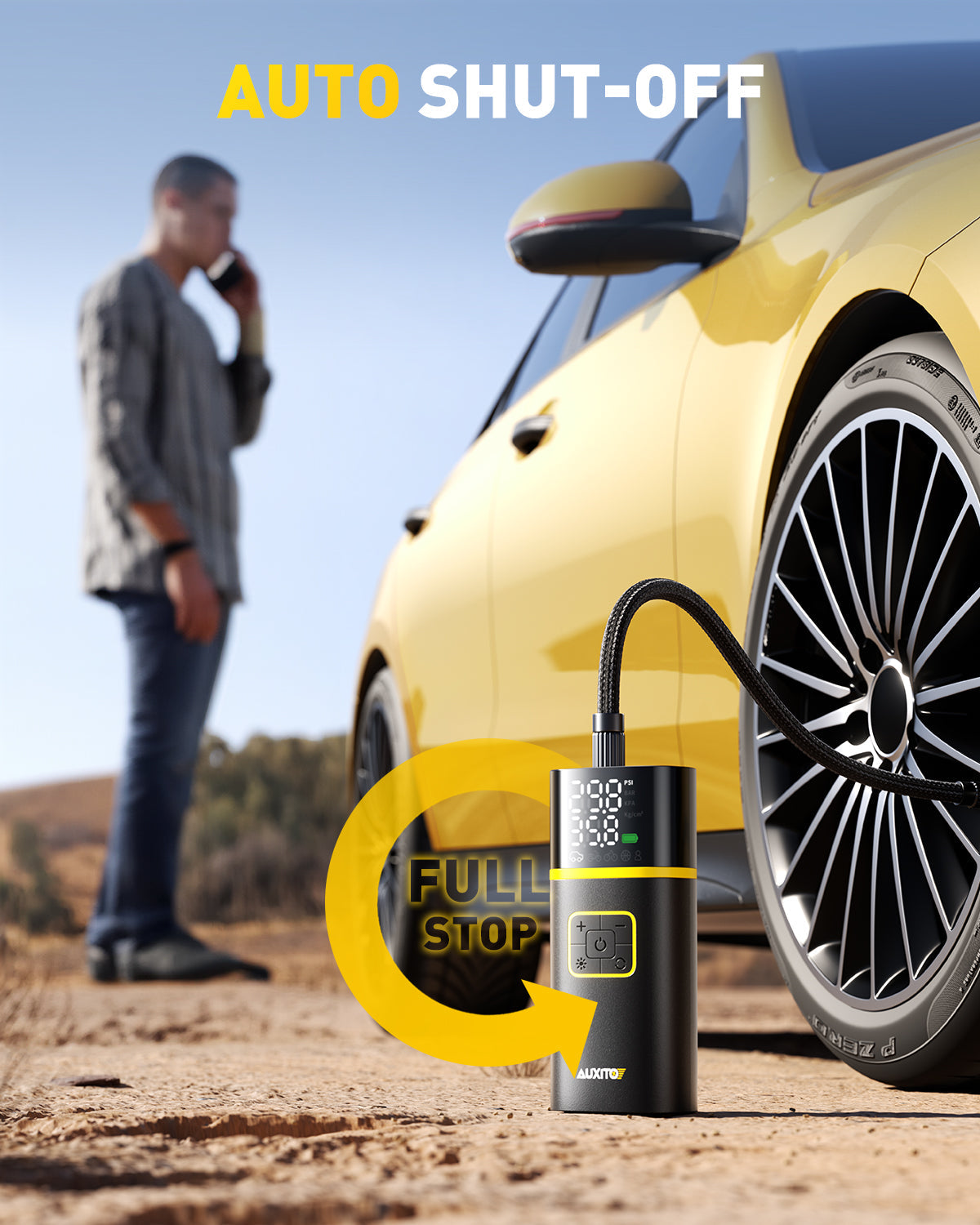 AUXITO A301 Portable Tire Inflator - 25 Second Fast Inflation, 150PSI High Pressure Air Compressor for Car Tires, Bicycle, Motorcycle, SUV & Sports Balls | Emergency Roadside Assistance & Home Garage Use