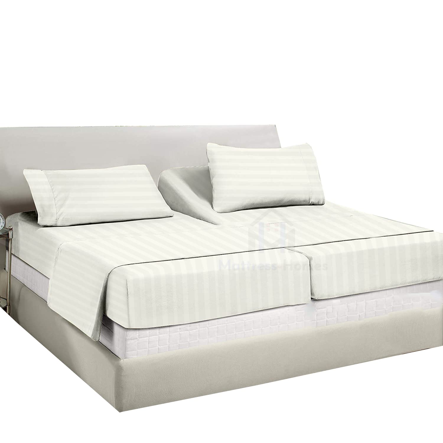 Split King Sheet Set 5-Piece - 600 Thread Count 100% Long Staple Soft Combed Cotton for Adjustable Beds | King Size Bedding | Ivory Solid Color | Perfect for Master Bedrooms, Guest Rooms & Luxury Hotels