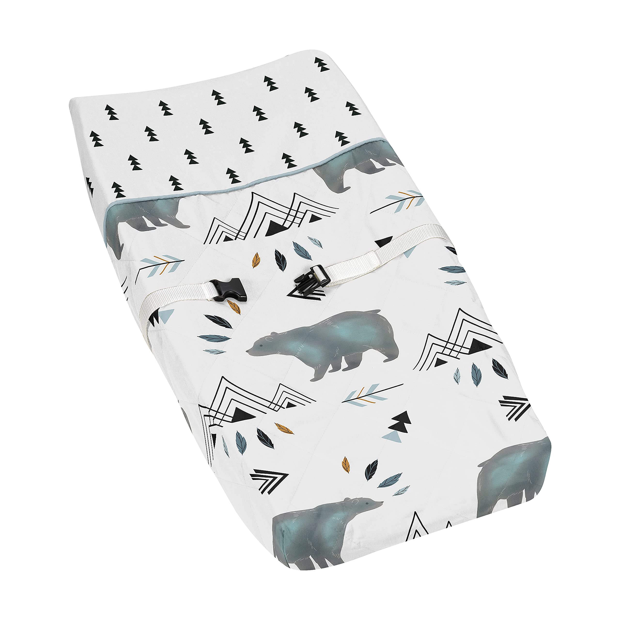 Sweet Jojo Designs Watercolor Bear Mountain Changing Pad Cover - Soft, Washable & Waterproof Baby Changing Mat Cover for Nursery & Travel - Perfect for Diaper Changes at Home or On-the-Go