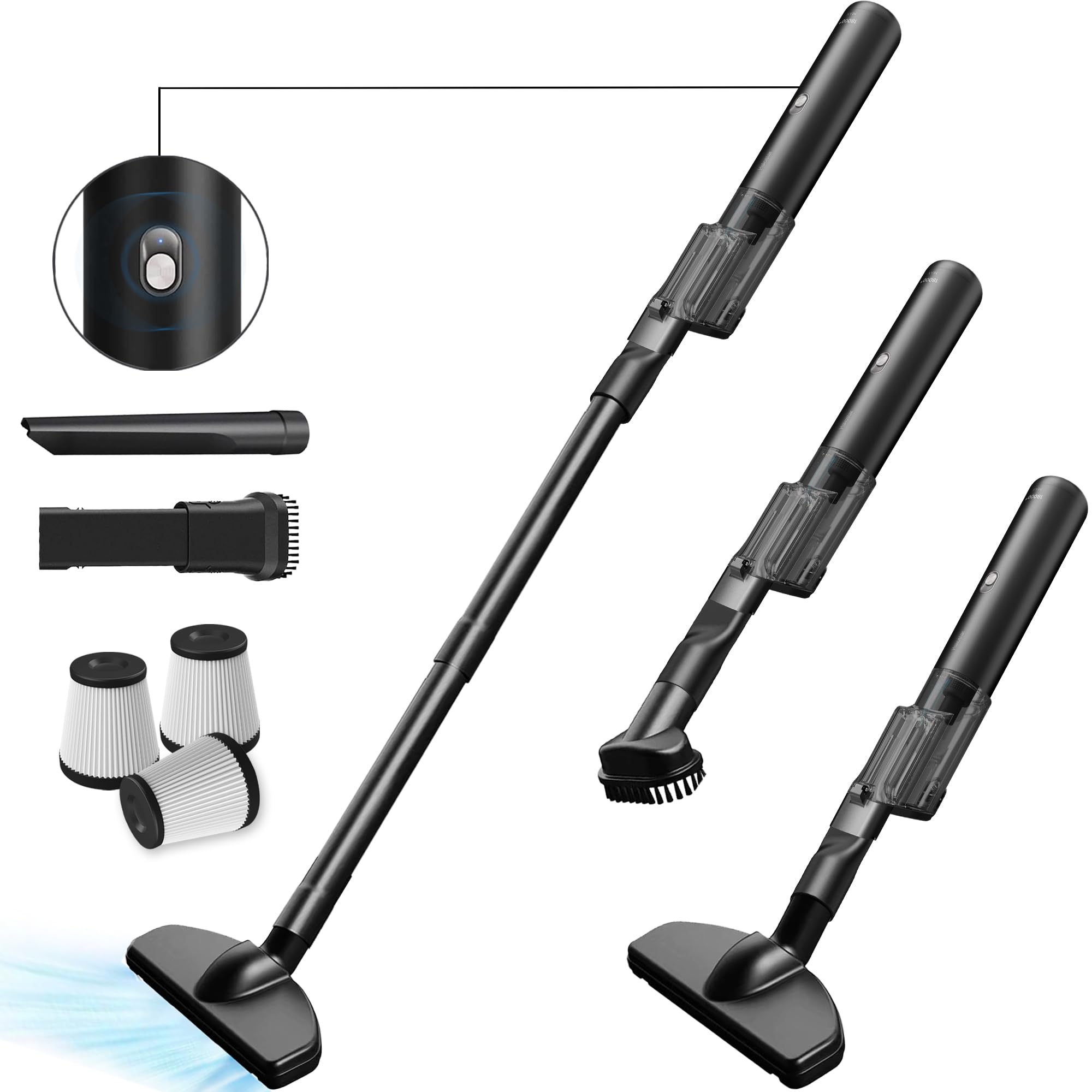 Halostar Small Vacuum Cleaner - 20KPa Powerful Cordless Handheld Vacuum with 4000mAh Battery, 50-Min Runtime | Perfect for Car, Home, Office & Pet Hair Cleaning | Compact & Rechargeable Mini Vacuum