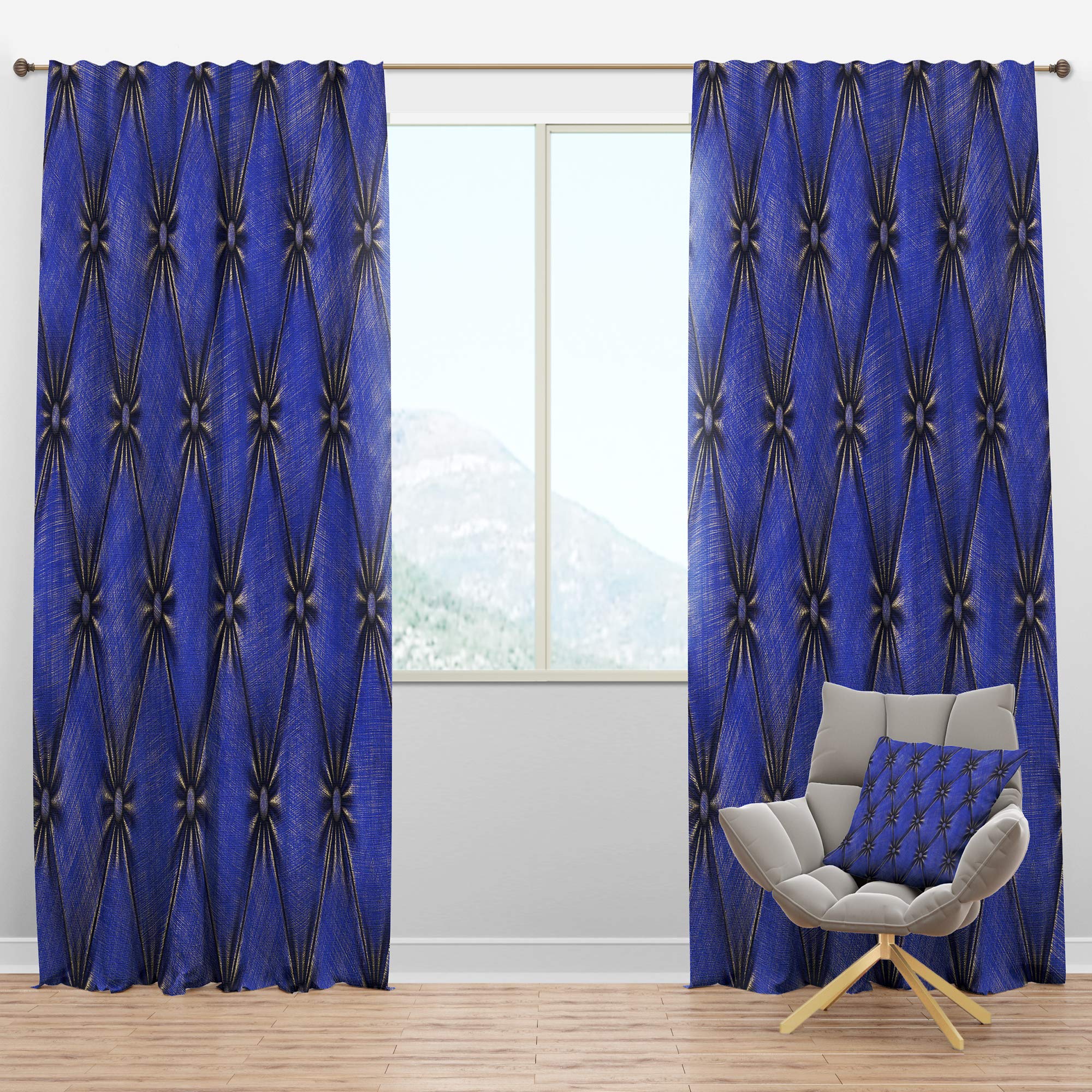 Blackout Curtains Blue Leather Upholstery - Thermal Insulated Bedroom & Living Room Drapes - Single Panel 52x63 Inches - Perfect for Light Blocking, Privacy & Energy Efficiency