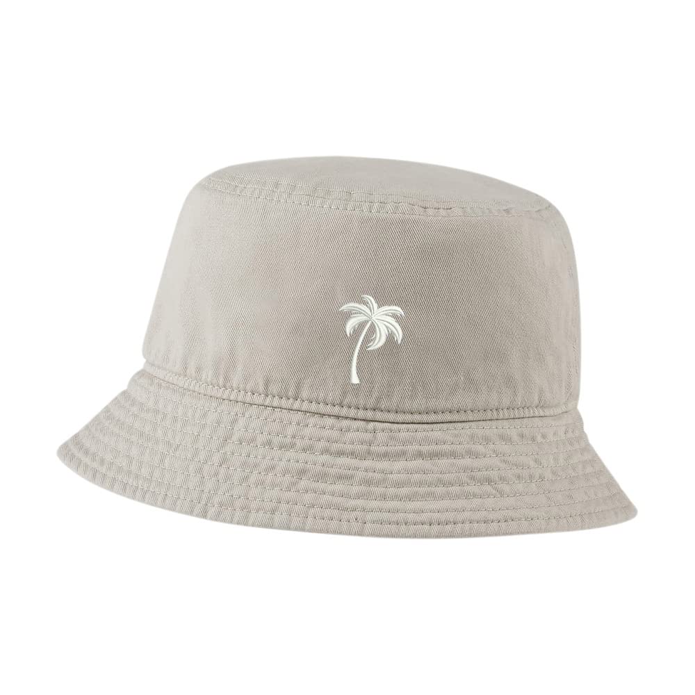 Palm Tree Embroidery Bucket Hat - Embroidered Cotton Sun Hat for Women & Men - Beach Vacation, Summer Outdoor, Gardening Accessory