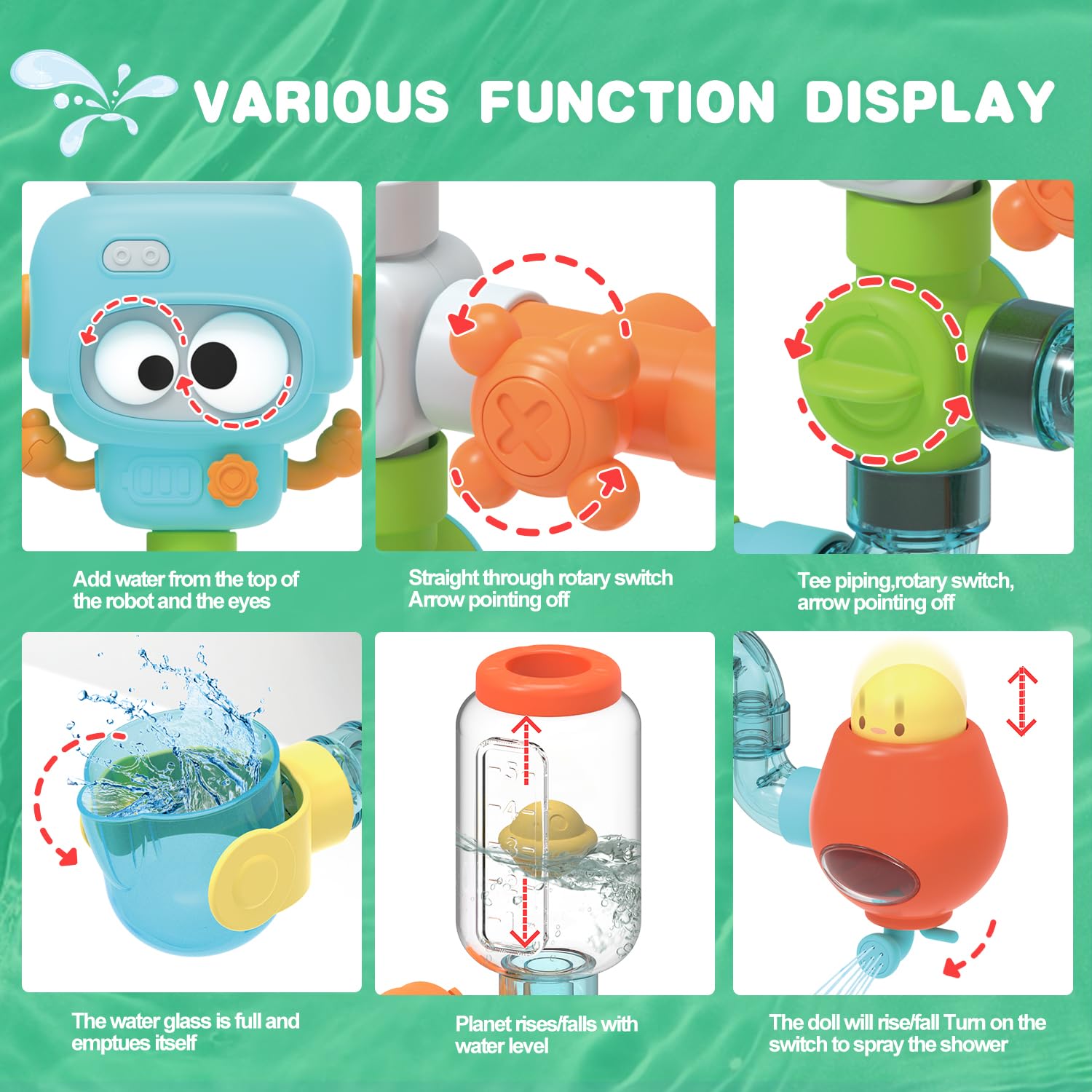 STEM Educational Bath Toys for Kids Ages 3-8 | 27-Piece DIY Water Pipe Building Kit | Mold-Free Bathtub Wall Toys | Engineering Learning Gift for Toddlers | Perfect for Bath Time Play & Early STEM Development