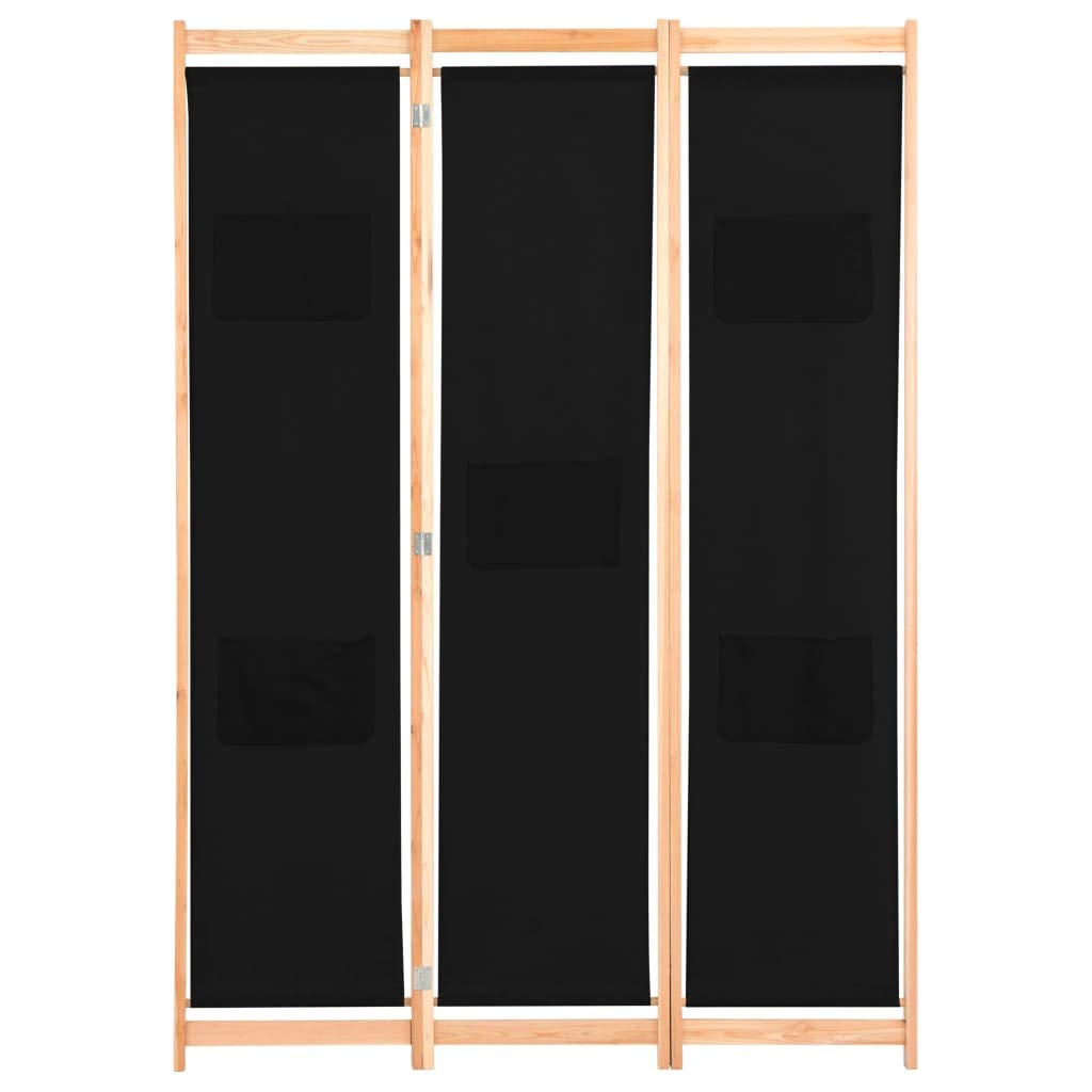 3-Panel Black Room Divider Screen 47.2