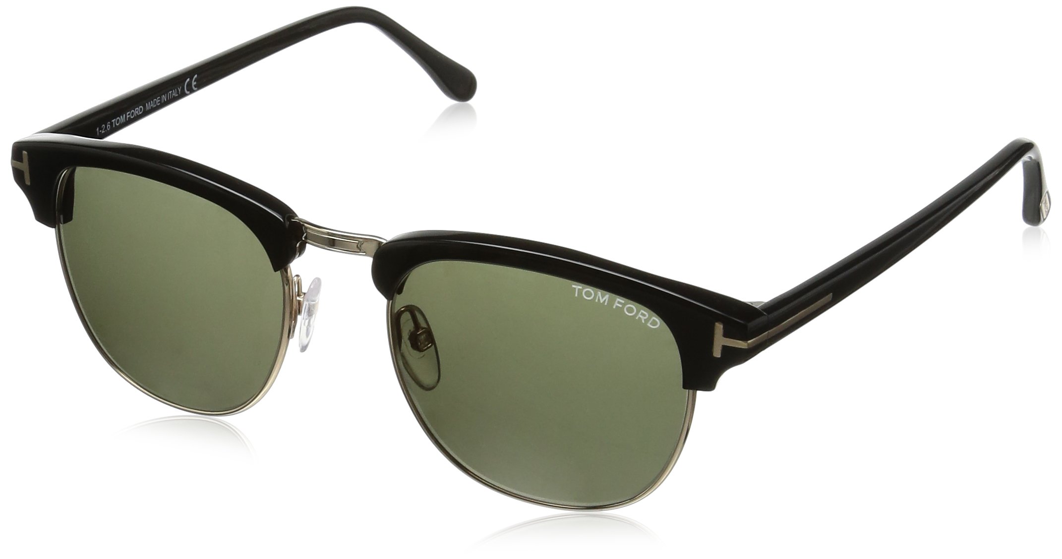 Tom Ford Henry Sunglasses - Shiny Black Frame with Green Gradient Lens for UV Protection & Fashion | Perfect for Outdoor Activities, Beach, and Driving