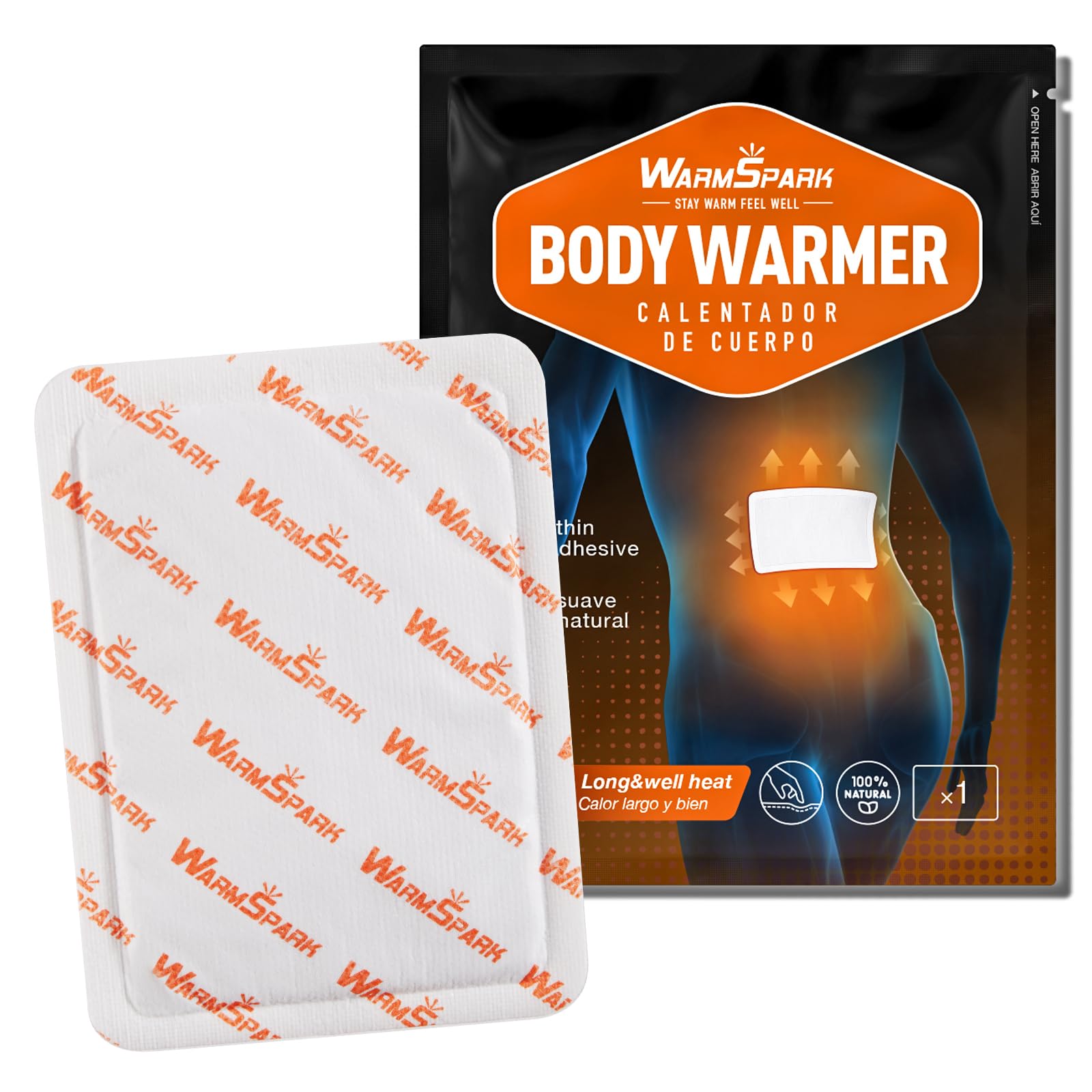 Body Warmers with Adhesive - Disposable Air-Activated Heat Patches for Back, Shoulder & Muscle Pain Relief - Lasts Up to 12 Hours - WarmSpark - Perfect for Outdoor Sports, Winter Activities & Chronic Pain Management