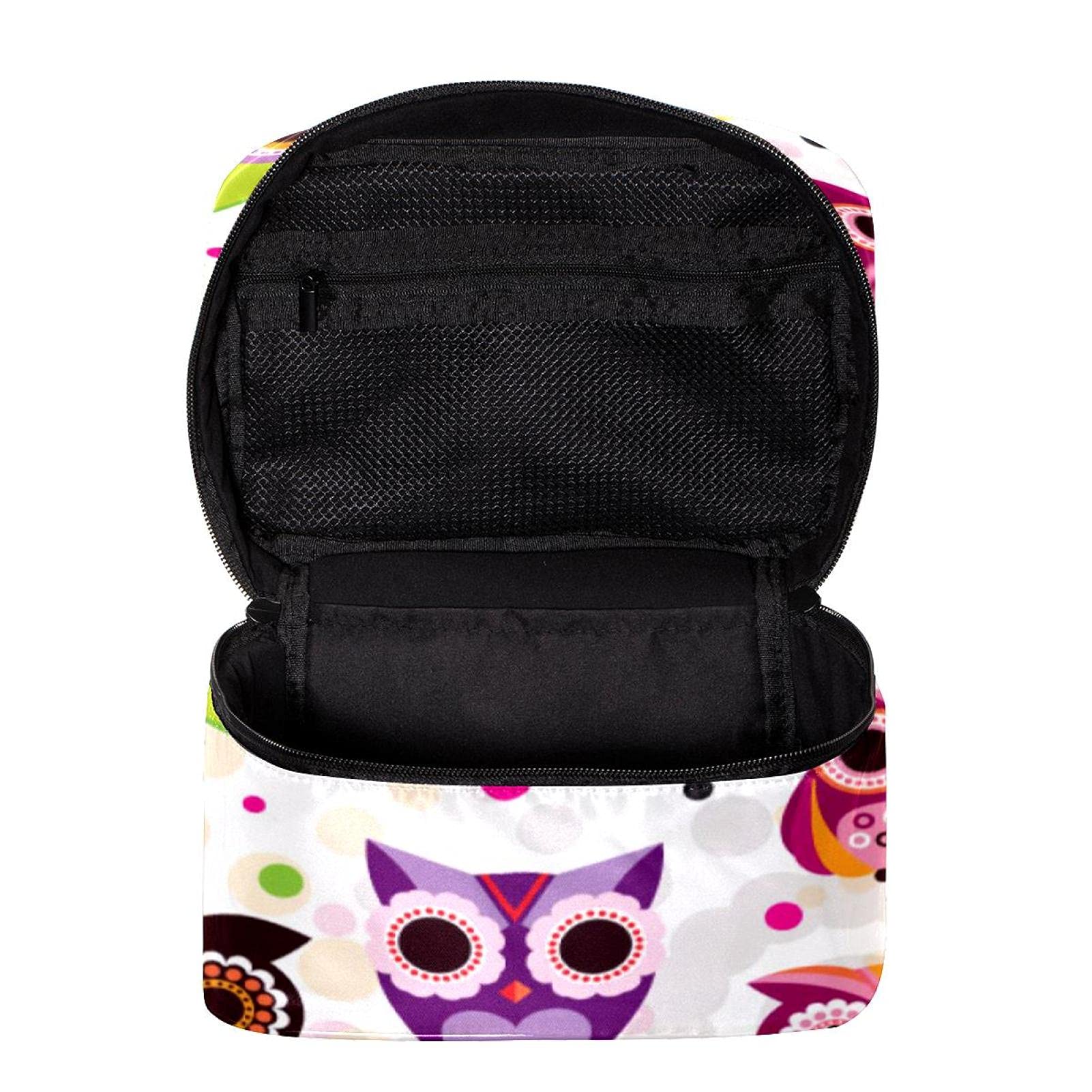 Stylish Owls & Floral Dots Large Travel Makeup Bag - Waterproof Cosmetic Organizer with Zipper for Women & Girls | Perfect for Vacation, Gym, and Daily Essentials Storage