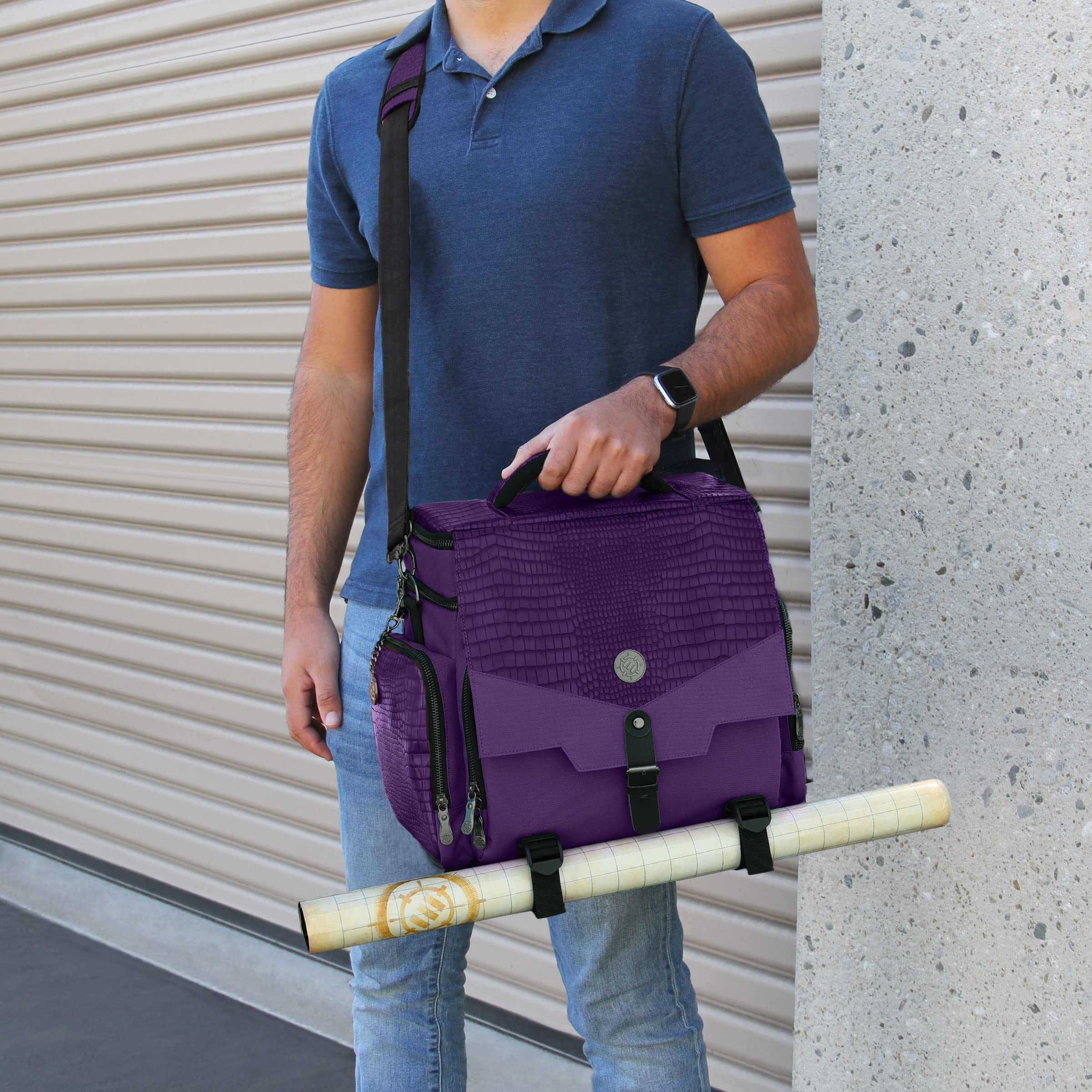Dungeons & Dragons Collector's Edition Travel Bag - DND Battle Mat Holder with Dice Pockets & Accessories, Fits 4-8 RPG Books (Purple Dragon) - Perfect for Game Nights, Conventions & Travel