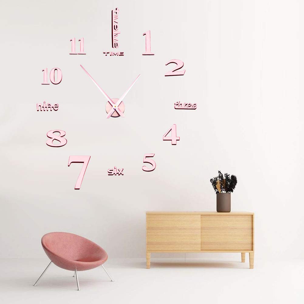 CoZroom Large Rose Gold 3D Frameless Wall Clock Stickers - DIY Wall Decor for Living Room, Bedroom, Office | Modern Home Decoration & Unique Gift Idea