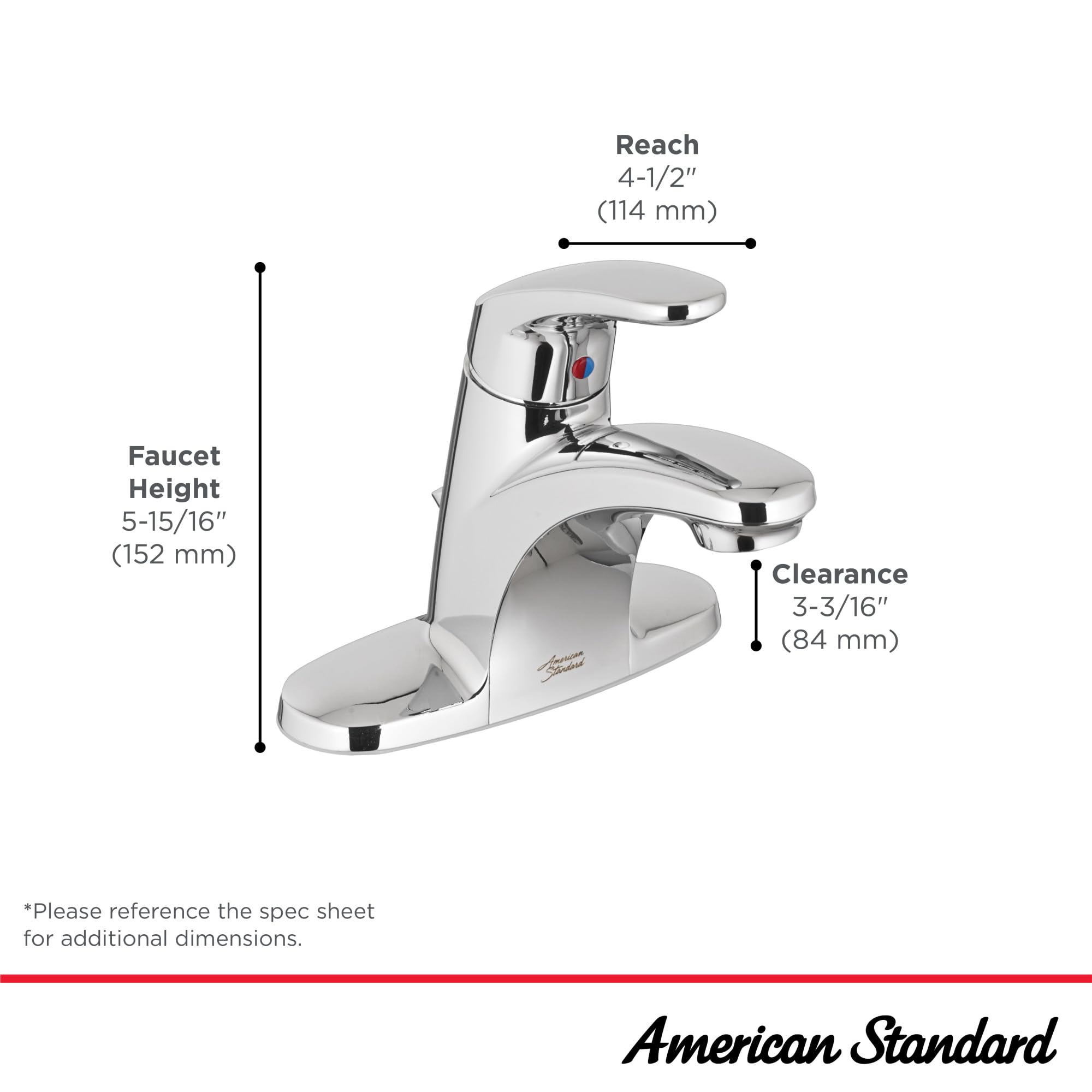 American Standard 7075005.002 Colony Pro SL Centerset Bathroom Faucet with Drain - Polished Chrome Finish for Modern Vanities and Powder Rooms