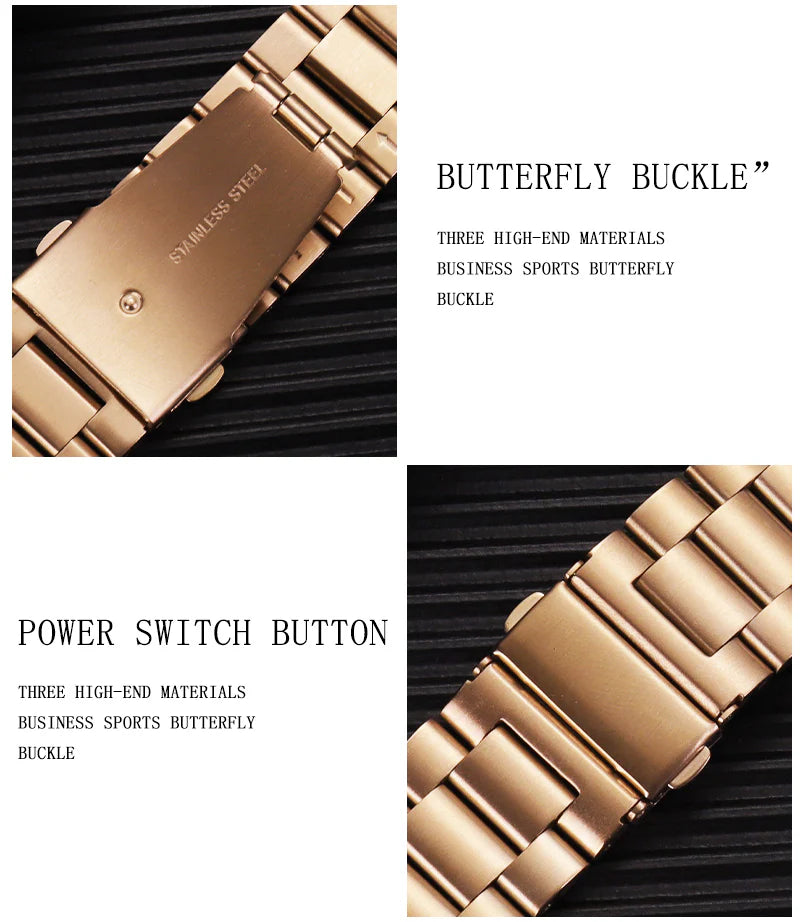 Classic Stainless Steel Watch Bands - Durable Metal Replacement Straps for Men & Women - Perfect for Dress Watches, Business Attire & Everyday Wear