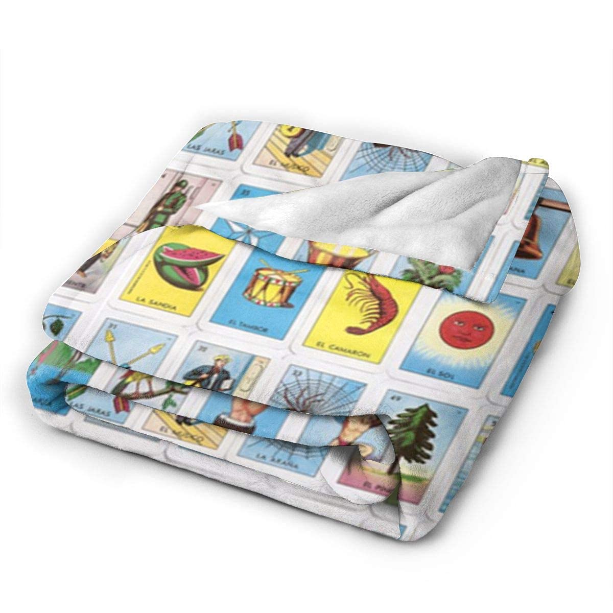 Vibrant Mexican Loteria Blanket - Soft Flannel Fleece & Microfiber Throw Blanket 50