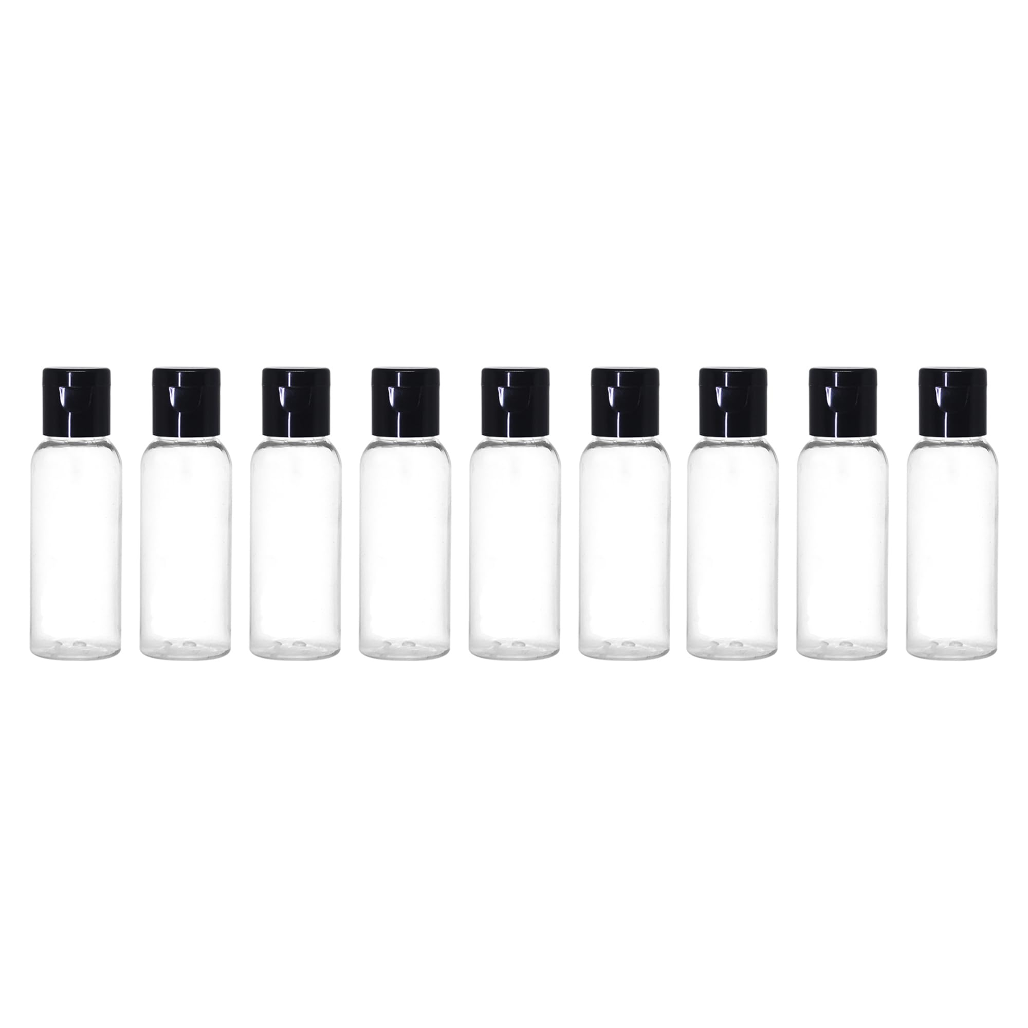 NSB Herbals 30ml Empty Clear Plastic Refillable Travel Bottles - Small Squeeze Cosmetic Containers with Black Flip Cap for Toiletries, Shampoo, Lotion & Cream (Pack of 3) - Perfect for Travel, Gym, Home & DIY Beauty Products