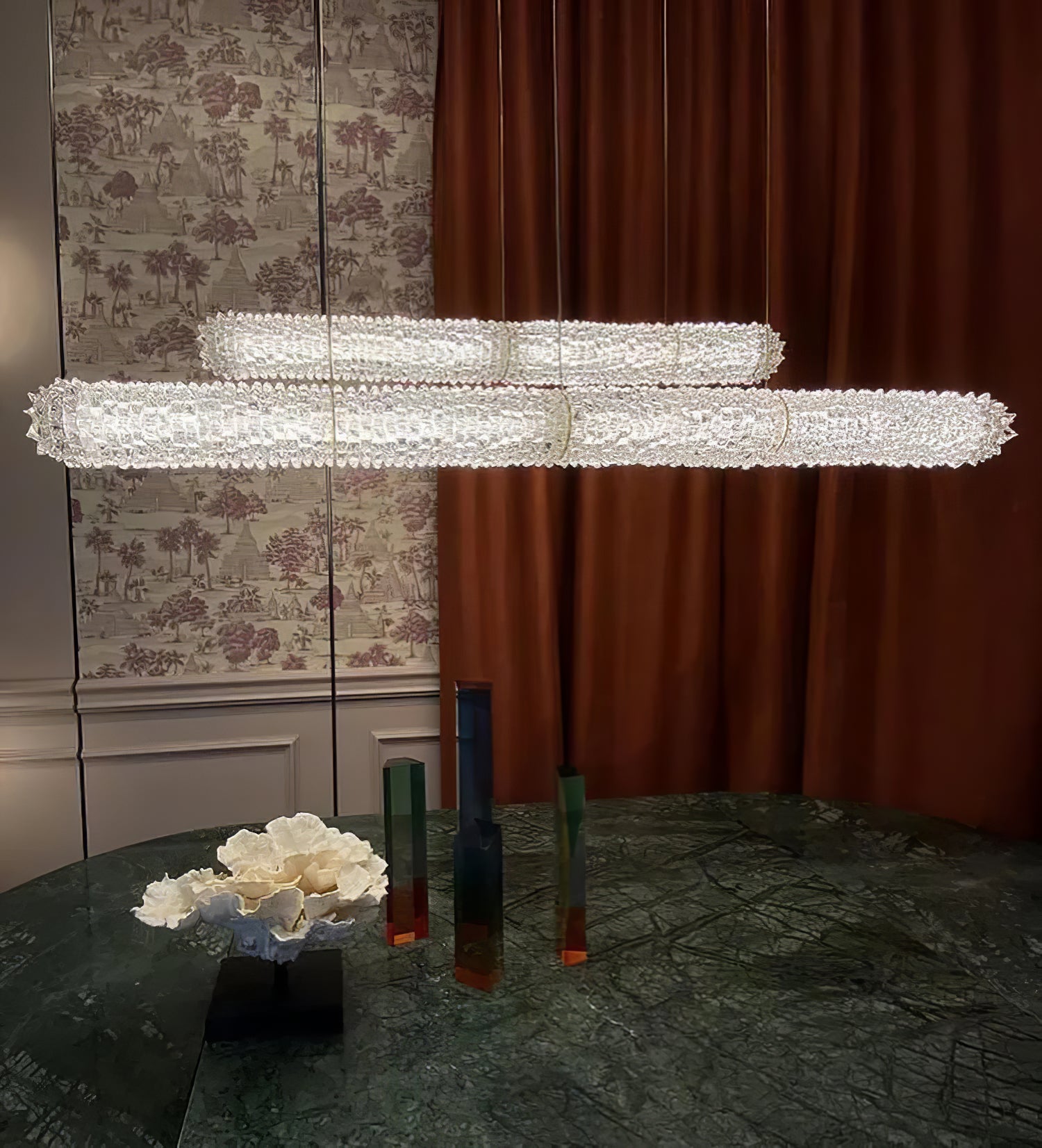 Modern Opera Suspension Lamp - Elegant Hanging Ceiling Light for Living Room, Dining Room, Bedroom - Adjustable Height, Warm White LED Lighting for Home Decor
