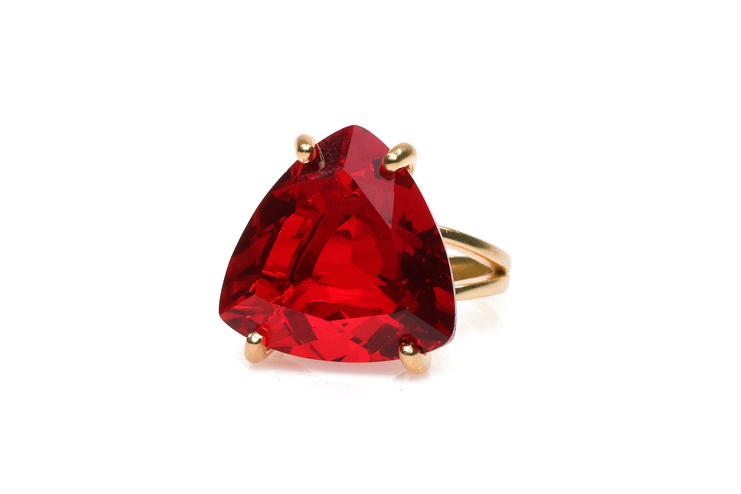 14K Rose Gold Trillion Ruby Ring for Women - Handmade Vintage Birthstone Jewelry - Perfect for Birthday, Anniversary & Wedding Gifts - Elegant Statement Piece for Special Occasions