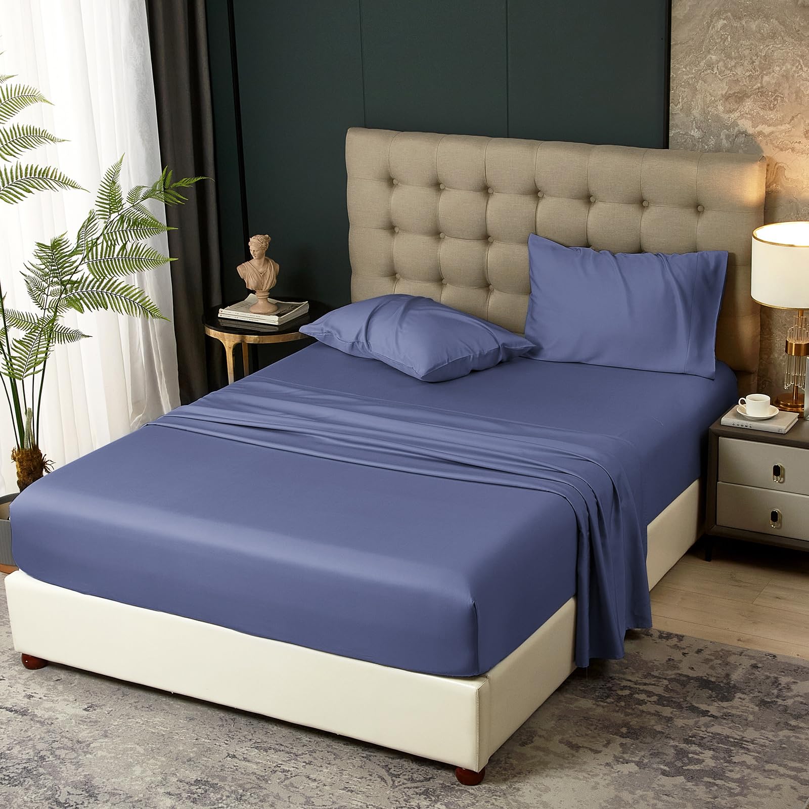 HYPREST Silky Soft Bamboo Rayon King Size Sheets - Deep Pocket Fits 18